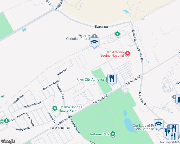 map of restaurants, bars, coffee shops, grocery stores, and more near 16828 Dancing Ava in Selma