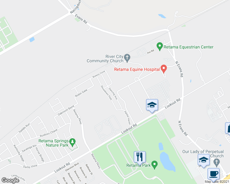 map of restaurants, bars, coffee shops, grocery stores, and more near 16840 Dancing Ava in Selma