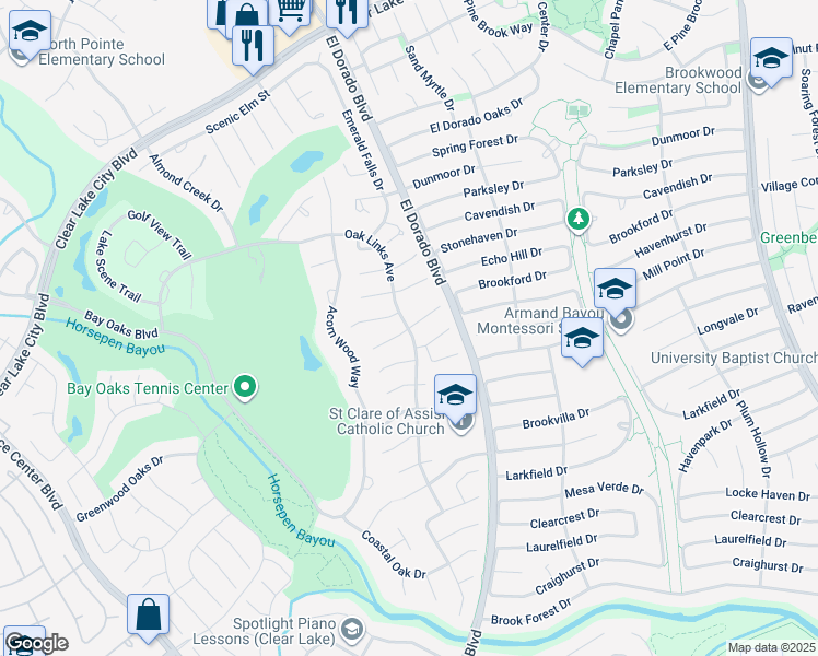 map of restaurants, bars, coffee shops, grocery stores, and more near 15503 Drift Oak Court in Houston