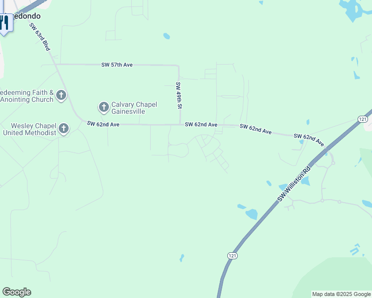 map of restaurants, bars, coffee shops, grocery stores, and more near 6382 Southwest 48th Drive in Gainesville