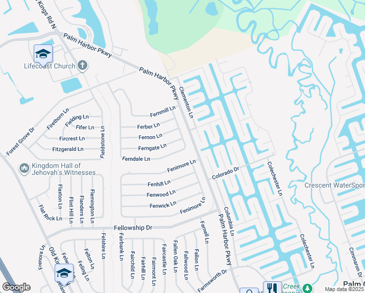 map of restaurants, bars, coffee shops, grocery stores, and more near 105 Ferndale Lane in Palm Coast