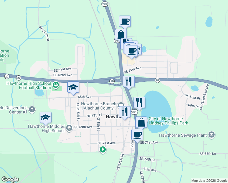 map of restaurants, bars, coffee shops, grocery stores, and more near 22000 Southeast 65th Lane in Hawthorne