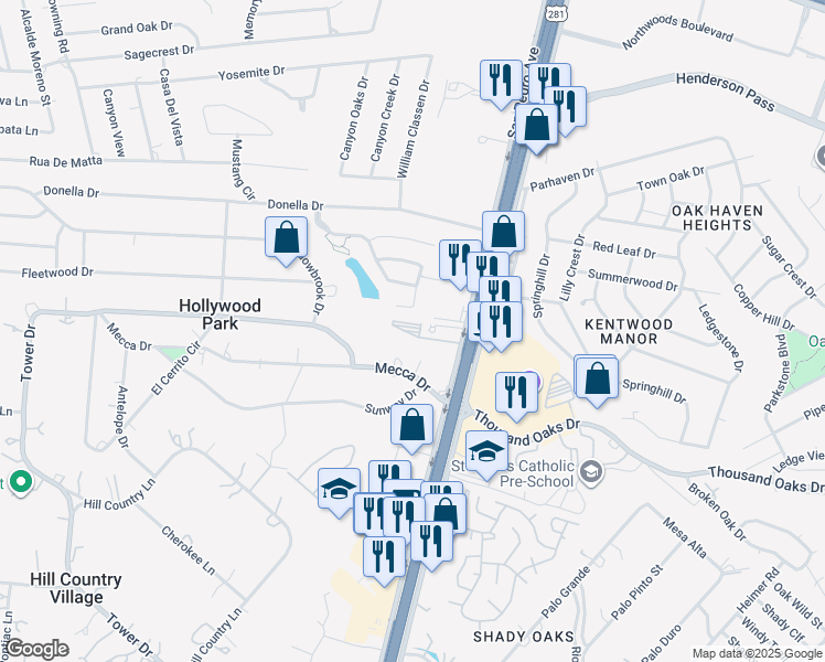 map of restaurants, bars, coffee shops, grocery stores, and more near 16639 San Pedro Avenue in Hollywood Park