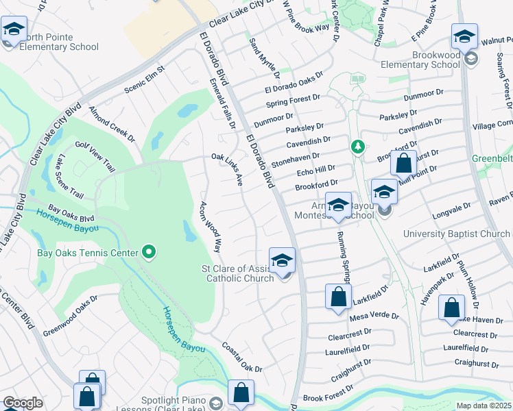 map of restaurants, bars, coffee shops, grocery stores, and more near 15503 Driftwood Oak Court in Houston
