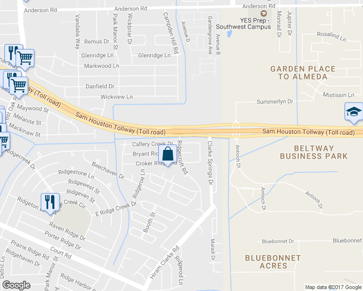 map of restaurants, bars, coffee shops, grocery stores, and more near 4706 Bryant Ridge Road in Houston