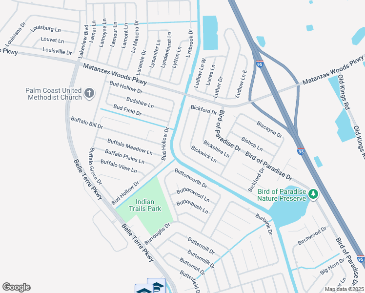 map of restaurants, bars, coffee shops, grocery stores, and more near 72 Bickford Drive in Palm Coast
