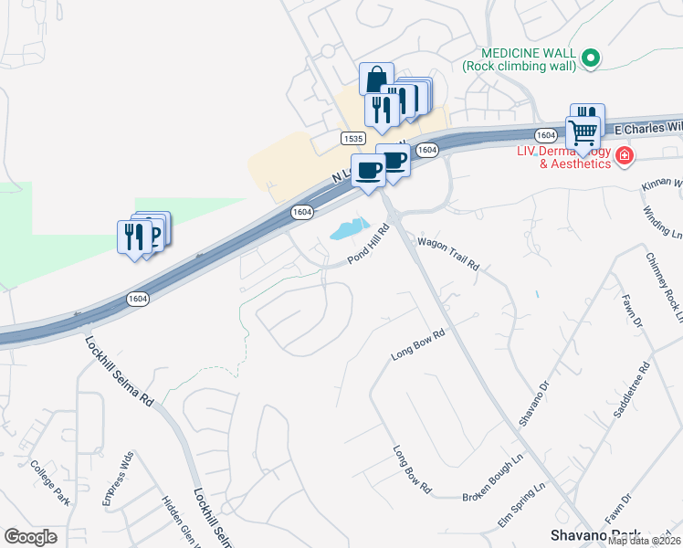map of restaurants, bars, coffee shops, grocery stores, and more near 365 Regent Circle in San Antonio