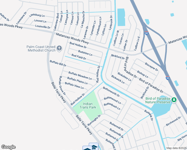 map of restaurants, bars, coffee shops, grocery stores, and more near 3 Buffalo Bill Drive in Palm Coast