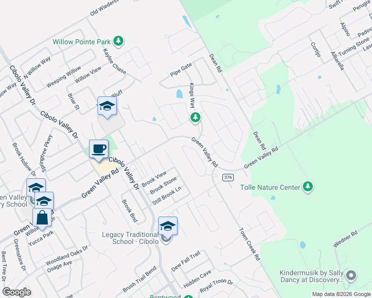 map of restaurants, bars, coffee shops, grocery stores, and more near 129 Kipper Avenue in Cibolo