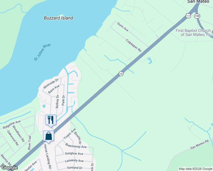 map of restaurants, bars, coffee shops, grocery stores, and more near 667 U.S. 17 in San Mateo