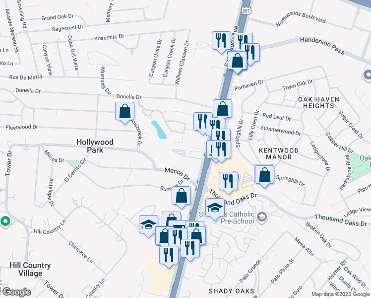 map of restaurants, bars, coffee shops, grocery stores, and more near 16639 San Pedro Avenue in Hollywood Park