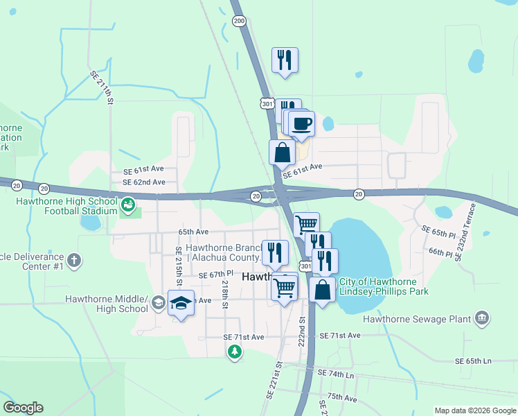 map of restaurants, bars, coffee shops, grocery stores, and more near 22000 Southeast 65th Lane in Hawthorne