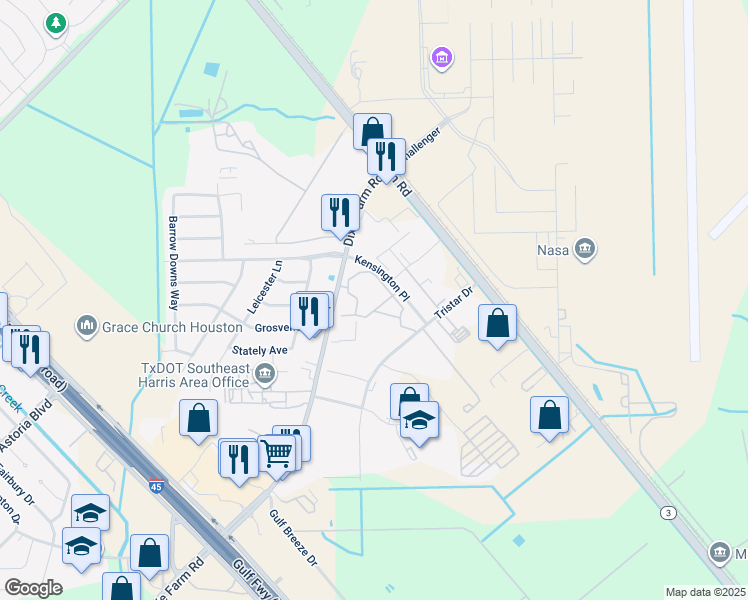 map of restaurants, bars, coffee shops, grocery stores, and more near 711 Farm to Market Road 1959 in Houston
