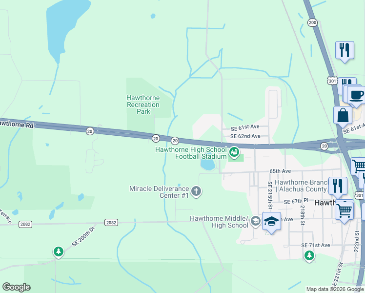map of restaurants, bars, coffee shops, grocery stores, and more near 20710 Southeast Hawthorne Road in Hawthorne
