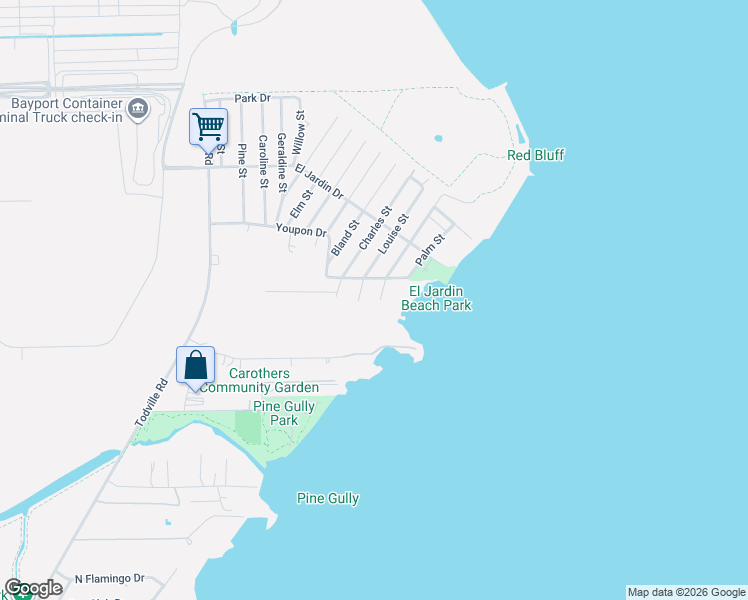 map of restaurants, bars, coffee shops, grocery stores, and more near 5113 Oleander Street in Seabrook