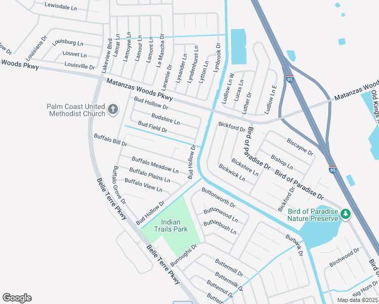 map of restaurants, bars, coffee shops, grocery stores, and more near 63 Bud Hollow Dr in Palm Coast