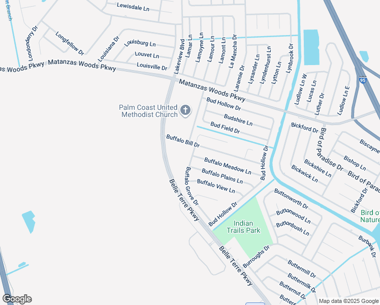 map of restaurants, bars, coffee shops, grocery stores, and more near 51 Buffalo Grove Drive in Palm Coast