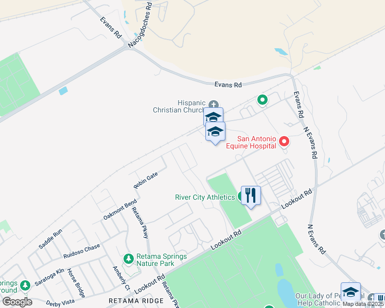 map of restaurants, bars, coffee shops, grocery stores, and more near 16914 Spirit Brook in Selma