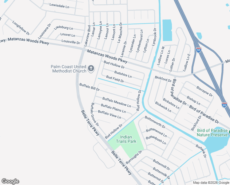 map of restaurants, bars, coffee shops, grocery stores, and more near 24 Buffalo Bill Drive in Palm Coast