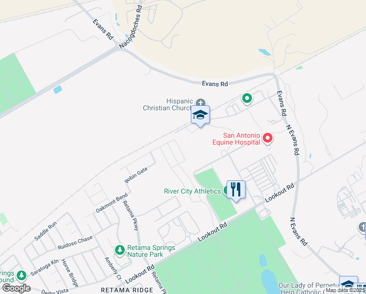 map of restaurants, bars, coffee shops, grocery stores, and more near 16914 Spirit Brook in Selma