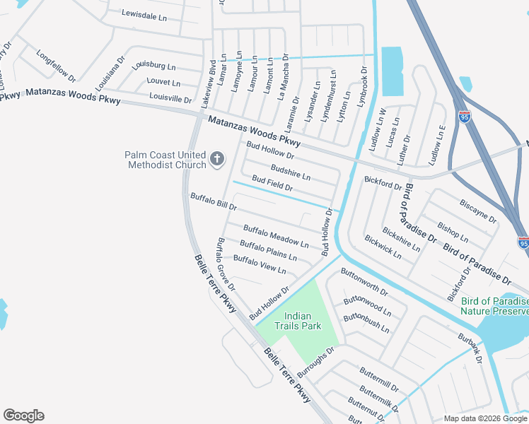 map of restaurants, bars, coffee shops, grocery stores, and more near 24 Buffalo Bill Drive in Palm Coast