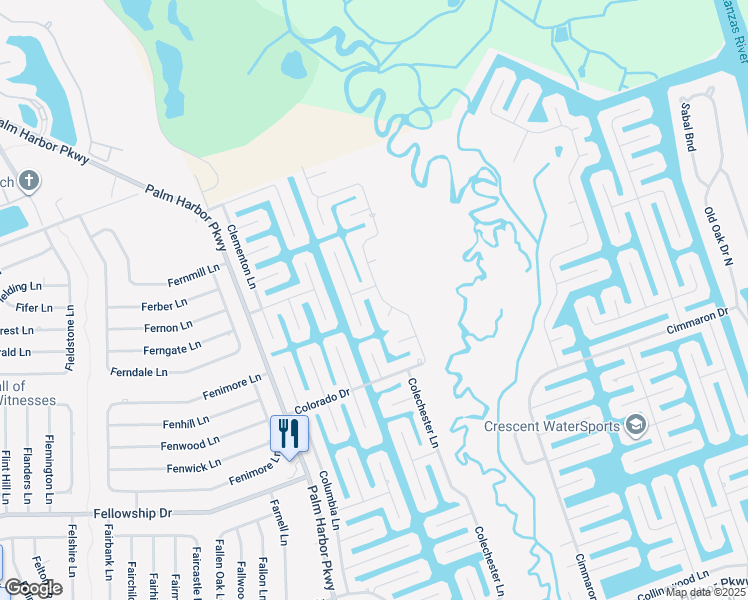 map of restaurants, bars, coffee shops, grocery stores, and more near 27 Covington Lane in Palm Coast