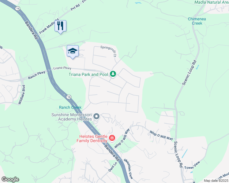 map of restaurants, bars, coffee shops, grocery stores, and more near 10403 Palmera Drive in Helotes