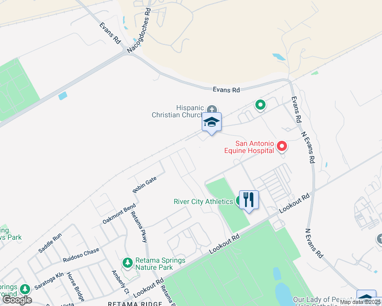 map of restaurants, bars, coffee shops, grocery stores, and more near 16914 Spirit Brook in Selma