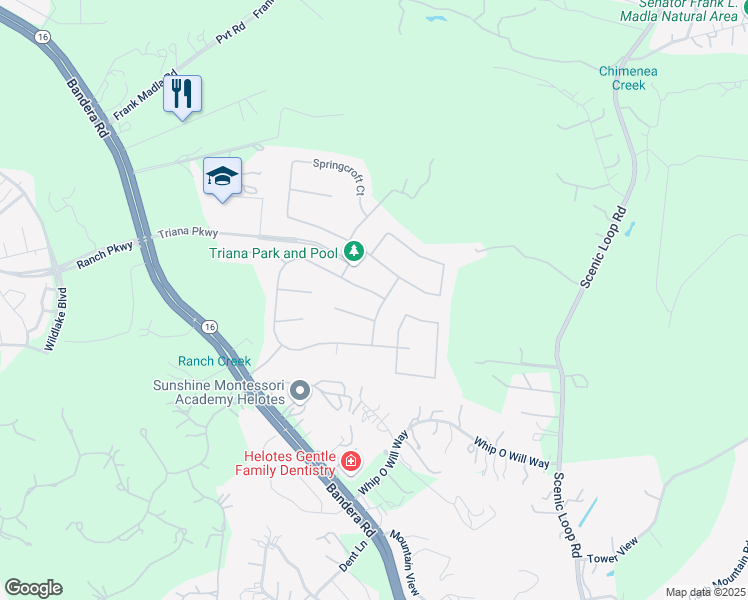 map of restaurants, bars, coffee shops, grocery stores, and more near 10403 Palmera in Helotes
