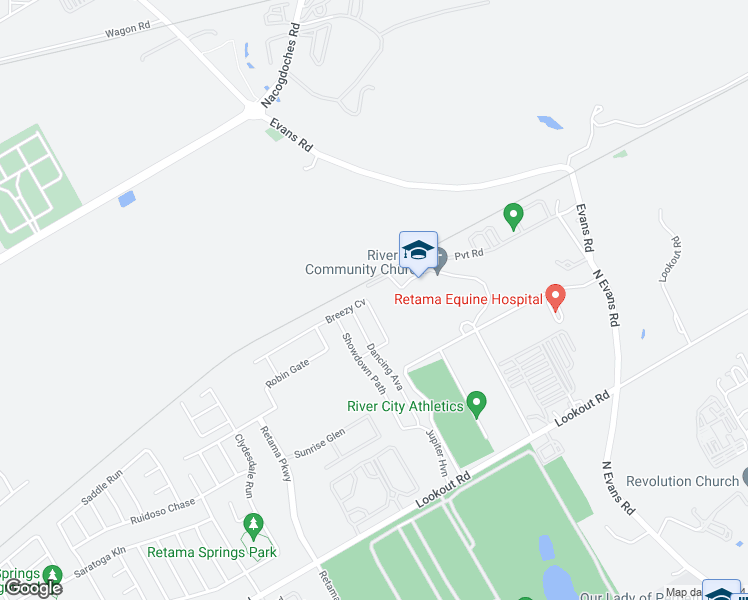 map of restaurants, bars, coffee shops, grocery stores, and more near 16914 Spirit Brook in Selma