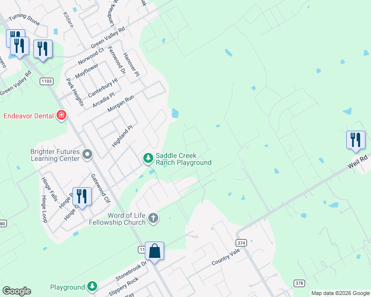 map of restaurants, bars, coffee shops, grocery stores, and more near 398 Coy Lane in Cibolo