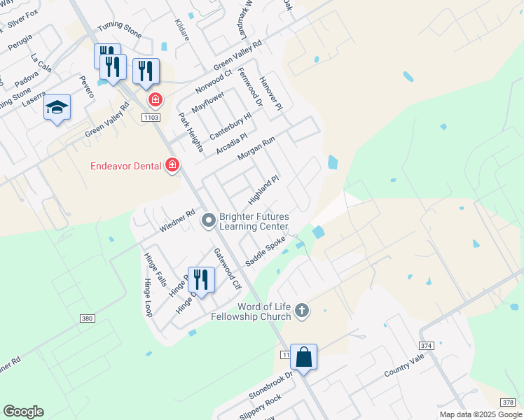 map of restaurants, bars, coffee shops, grocery stores, and more near 236 Ranch House Road in Cibolo