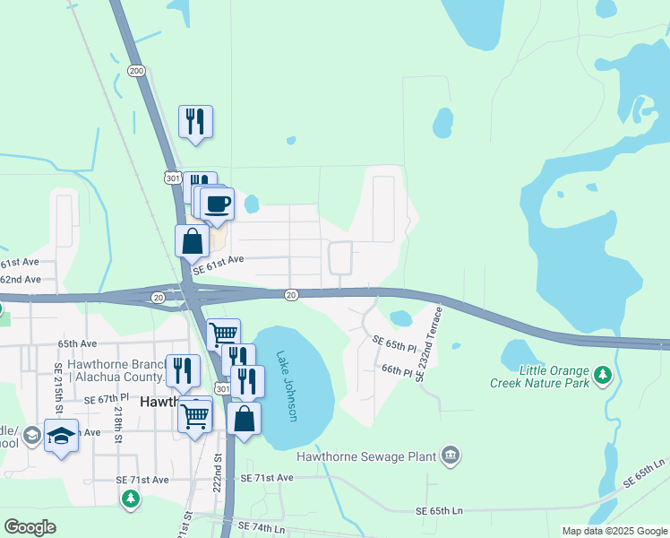 map of restaurants, bars, coffee shops, grocery stores, and more near 706 Northeast 5th Street in Hawthorne