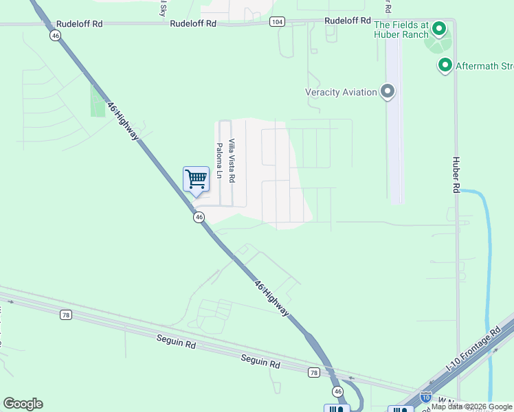 map of restaurants, bars, coffee shops, grocery stores, and more near 2453 Adobe Vista in Seguin