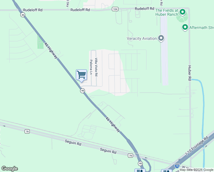 map of restaurants, bars, coffee shops, grocery stores, and more near 2453 Adobe Vista in Seguin