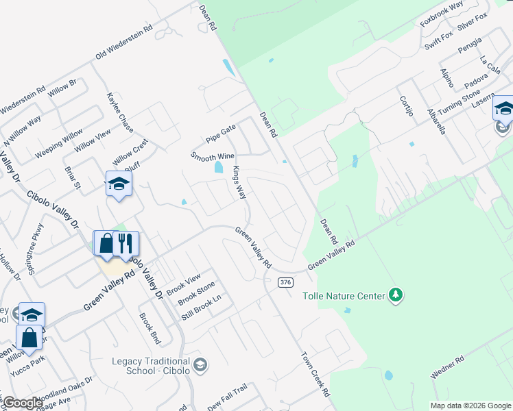 map of restaurants, bars, coffee shops, grocery stores, and more near 225 Boulder View in Cibolo