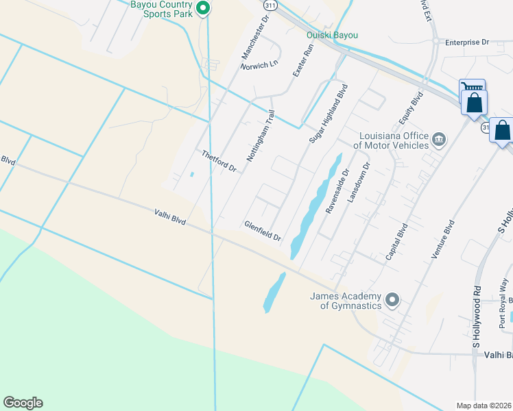 map of restaurants, bars, coffee shops, grocery stores, and more near 4563-4571 Mill Creek Street in Houma