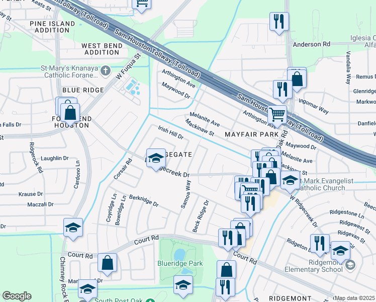 map of restaurants, bars, coffee shops, grocery stores, and more near 15723 Munson Ln in Houston