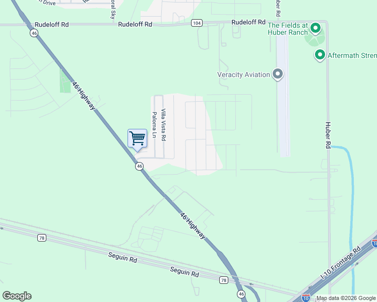 map of restaurants, bars, coffee shops, grocery stores, and more near 2453 Adobe Vista in Seguin