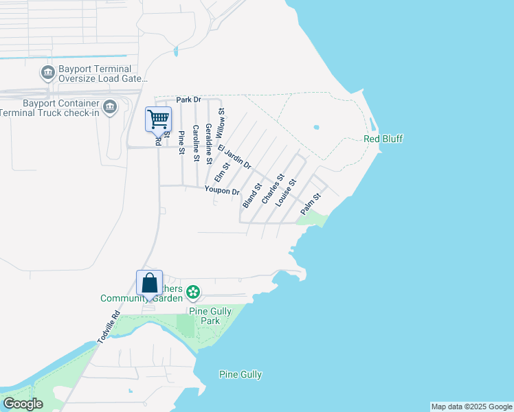 map of restaurants, bars, coffee shops, grocery stores, and more near 5010 Charles St in Seabrook