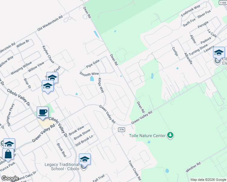 map of restaurants, bars, coffee shops, grocery stores, and more near 225 Boulder View in Cibolo