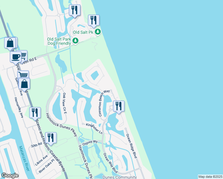 map of restaurants, bars, coffee shops, grocery stores, and more near 532 Cinnamon Beach Way in Palm Coast