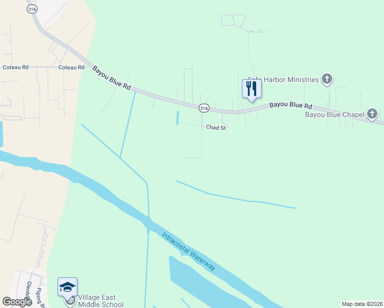 map of restaurants, bars, coffee shops, grocery stores, and more near 207 Greenwood Street in Houma
