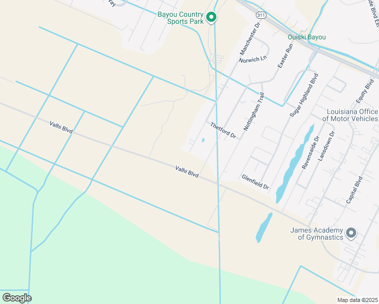 map of restaurants, bars, coffee shops, grocery stores, and more near 199 Manchester Drive in Houma