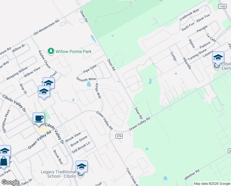 map of restaurants, bars, coffee shops, grocery stores, and more near 609 Minerals Way in Cibolo
