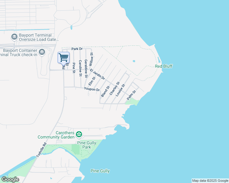map of restaurants, bars, coffee shops, grocery stores, and more near 5002 Oleander Street in Seabrook