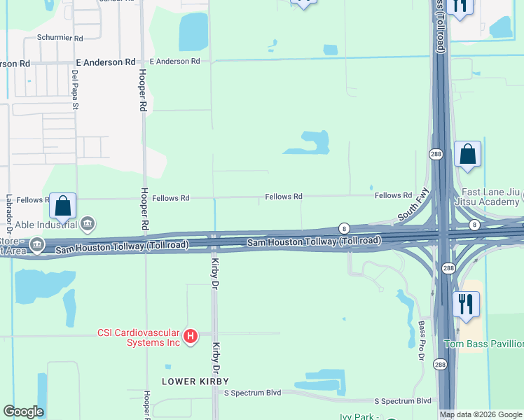 map of restaurants, bars, coffee shops, grocery stores, and more near 511 South Sam Houston Parkway West in Houston