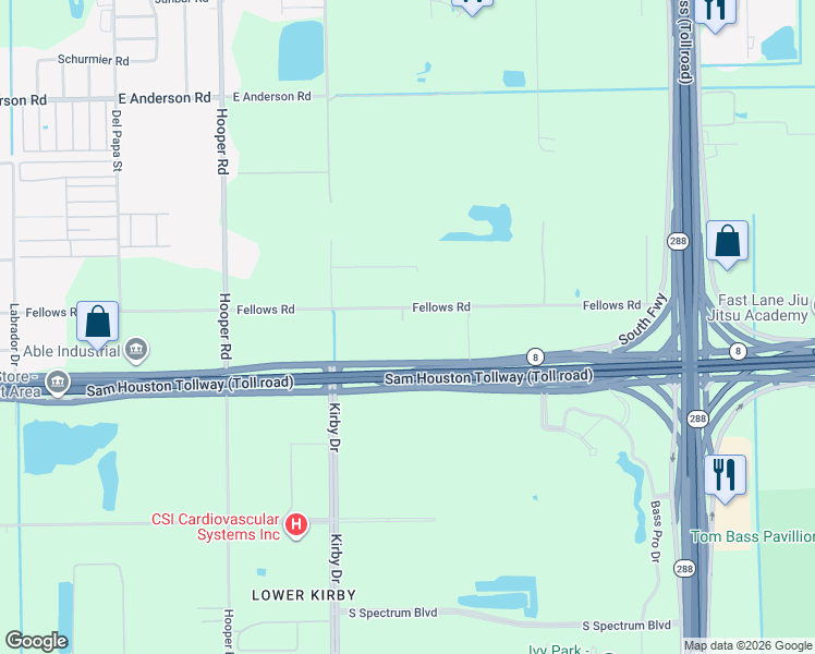 map of restaurants, bars, coffee shops, grocery stores, and more near 511 South Sam Houston Parkway West in Houston