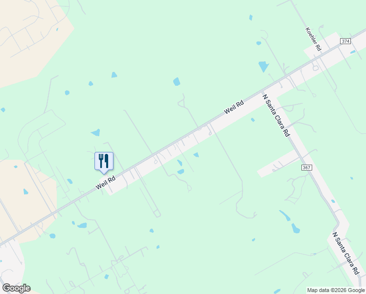 map of restaurants, bars, coffee shops, grocery stores, and more near 2348 Weil Road in Cibolo