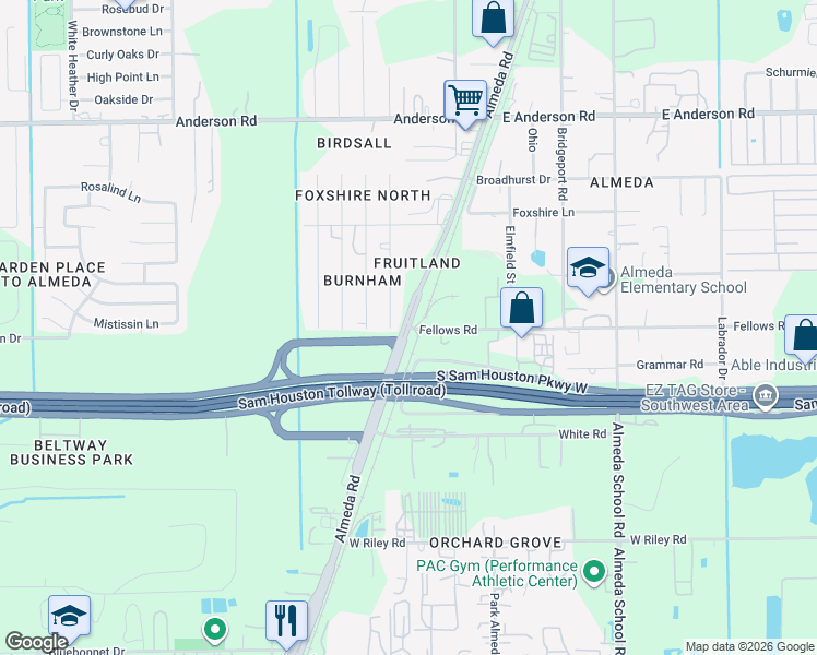 map of restaurants, bars, coffee shops, grocery stores, and more near 14263 Industry Street in Houston